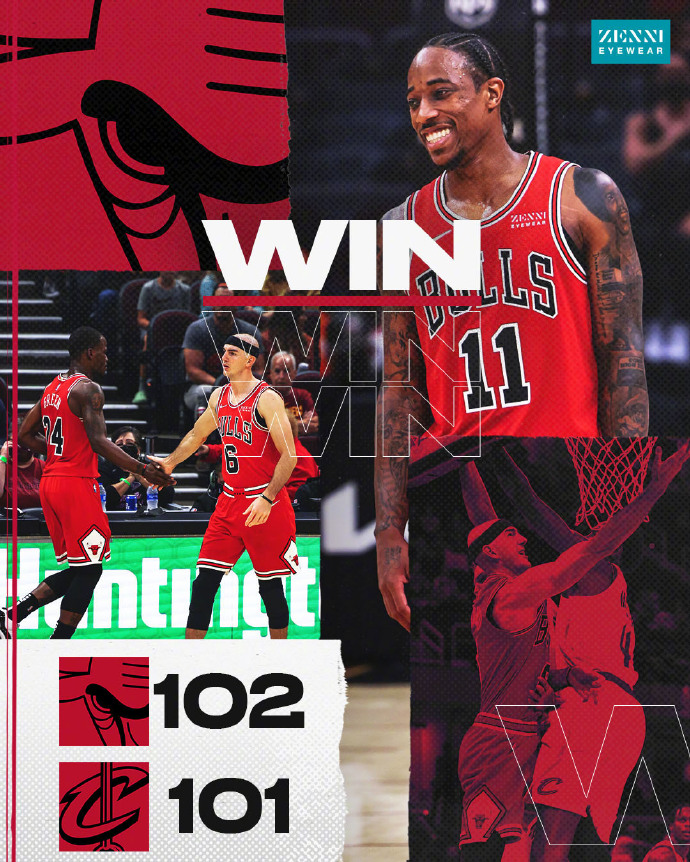 公牛102-101险胜骑士 德罗赞23分 马尔卡宁18分 莫布里15+10